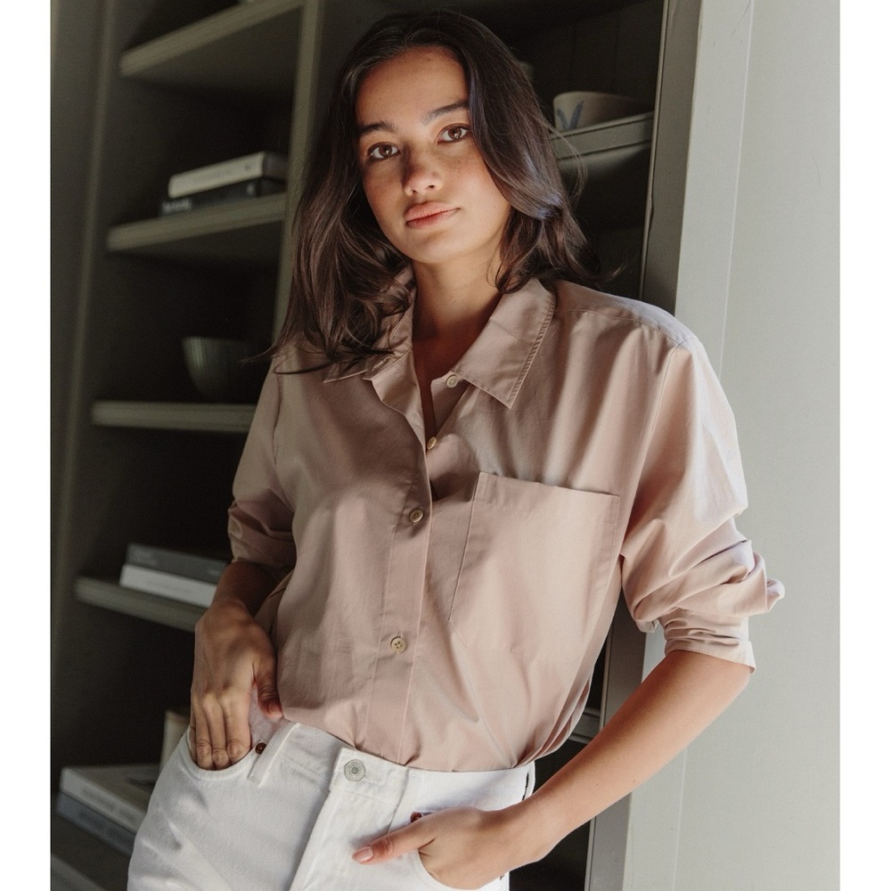 Jenni Kayne The Boyfriend Shirt (Sz M) Oversized Button Down Blush